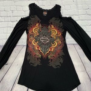 Harley Davidson Motorcycle Women’s Black Lace Long sleeve